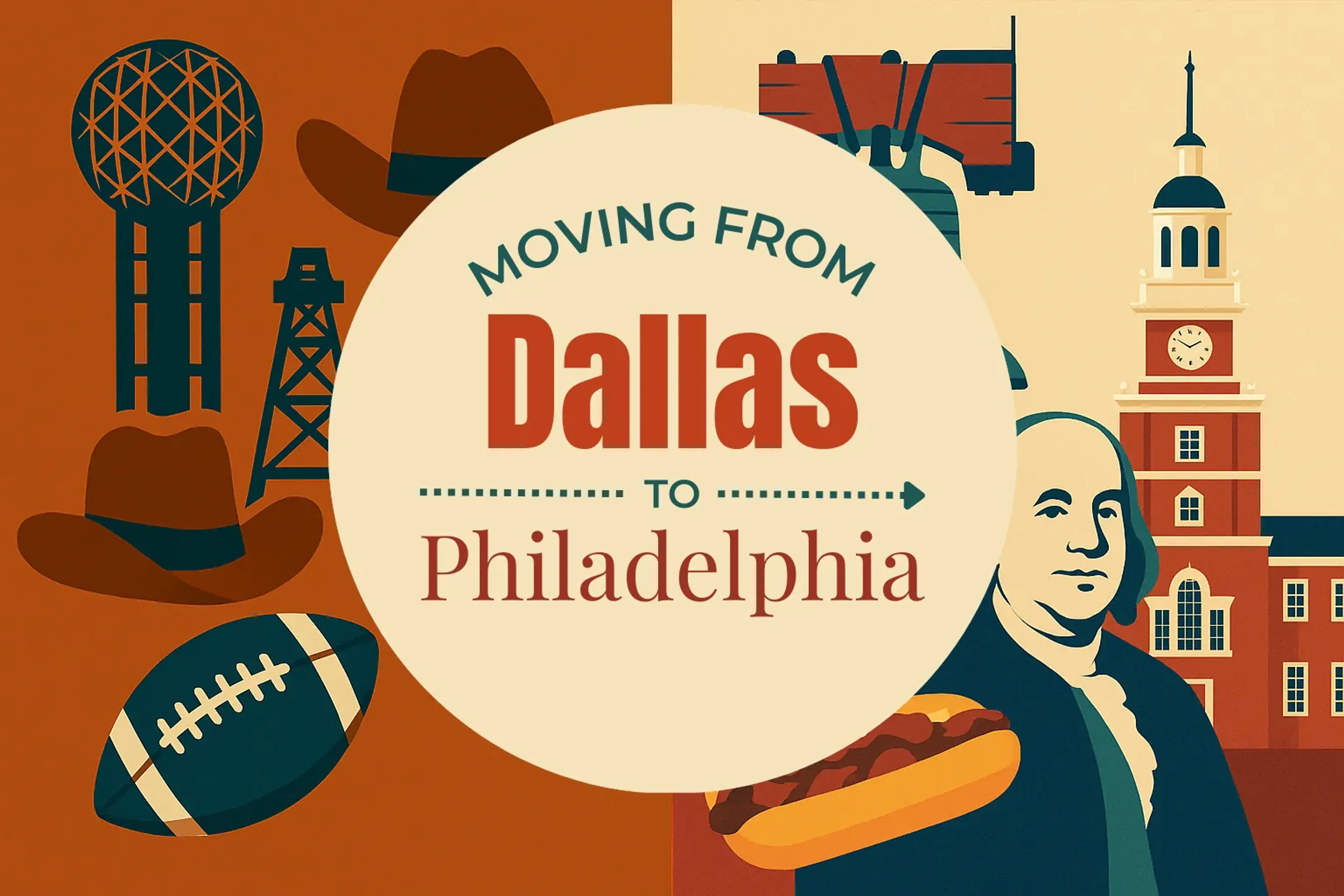 Side-by-side comparison of Dallas to Philadelphia moving companies